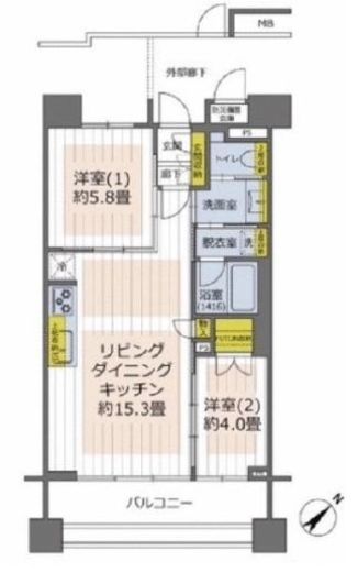 イニシア築地レジデンス 6階 間取り図