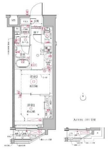 クレイシアIDZ祐天寺 2階 間取り図