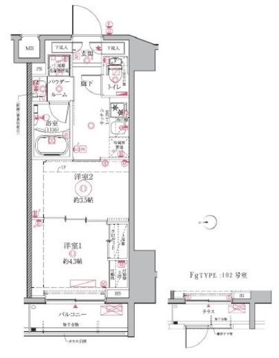 クレイシアIDZ祐天寺 1階 間取り図