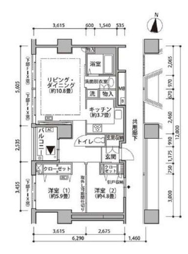 東雲キャナルコートCODAN 19-504 間取り図