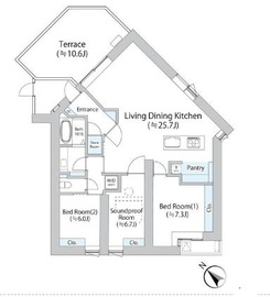 プリファード洗足 402 間取り図