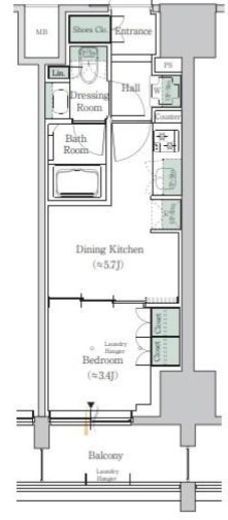 ONE ROOF RESIDENCE TAMACHI (ワンルーフレジデンス田町) 1002 間取り図