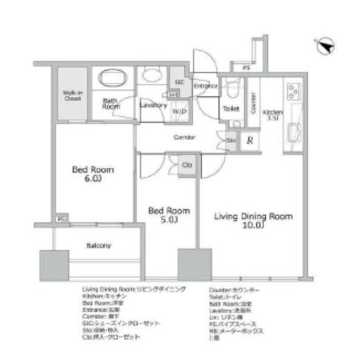 プレミストタワー白金高輪 32階 間取り図