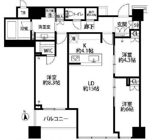白金ザ・スカイ 43階 間取り図