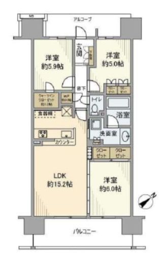ザ・ガーデンズ東京王子 2階 間取り図