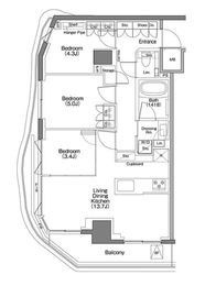 ザ・パークハビオSOHO祐天寺 701 間取り図