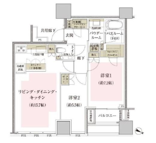 プレミストタワー白金高輪 27階 間取り図