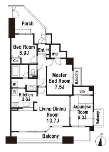 ディアナコート学芸大学 7階 間取り図