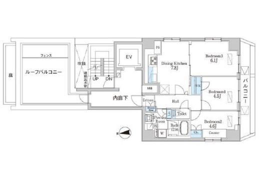 ライオンズフォーシア芝公園 1101 間取り図