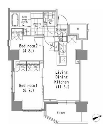 パークハビオ新橋 1303 間取り図