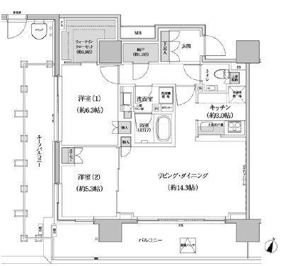 パークハビオ渋谷本町レジデンス 1302 間取り図