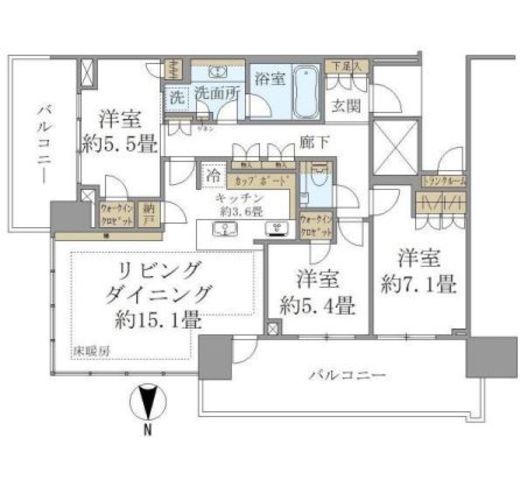 ベイズタワー＆ガーデン 23階 間取り図