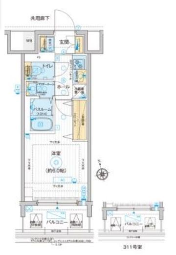ディームス品川南大井 611 間取り図