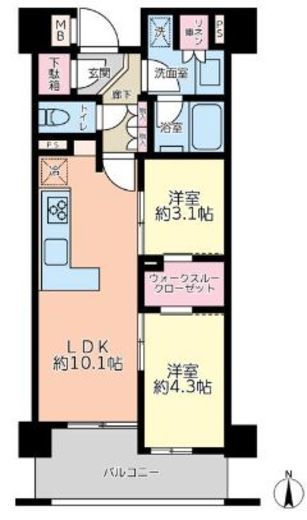レジデンシャル池袋本町 4階 間取り図