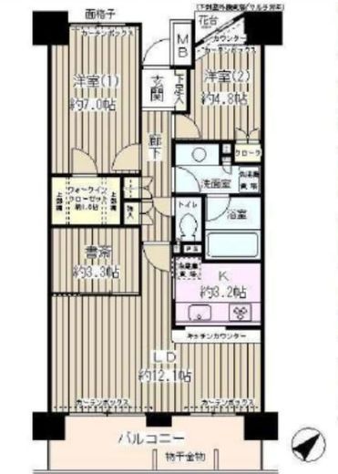 隅田川パーク・ホームズ 9階 間取り図