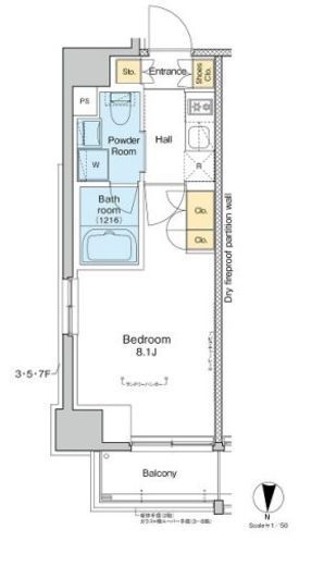 プラウドフラット亀戸 605 間取り図