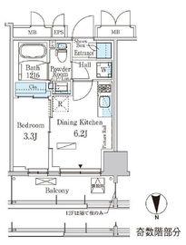 パークアクシス浅草田原町ガーデン 202 間取り図