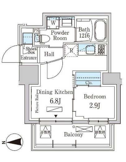 パークアクシス浅草田原町ガーデン 706 間取り図