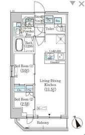 プライムブリス浅草蔵前 1102 間取り図