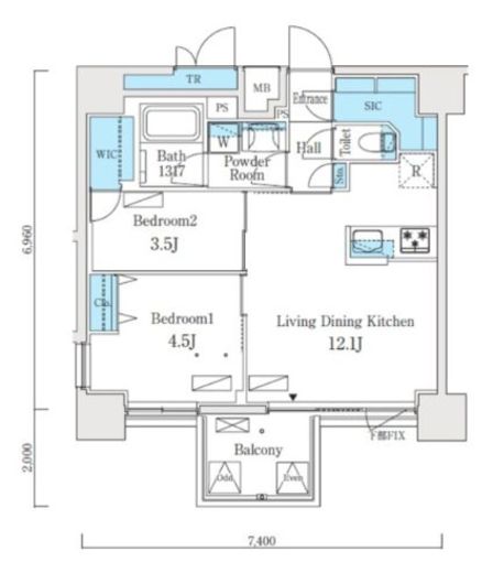 リビオメゾン新大橋 701 間取り図