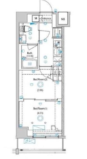 ガリシア目黒大岡山 6階 間取り図