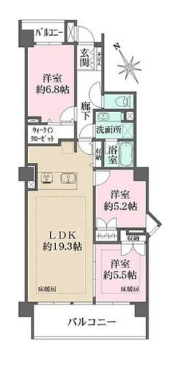 山王ガーデンハイツ 3階 間取り図