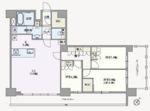 アジールコート汐浜キャナル 1304 間取り図
