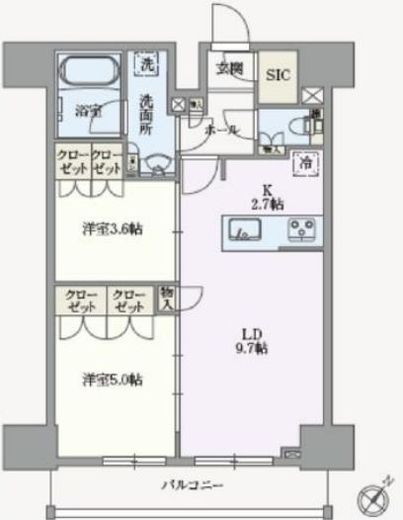 アジールコート汐浜キャナル 1205 間取り図