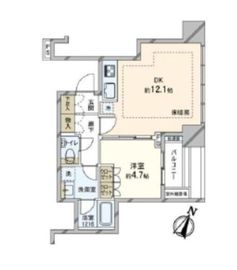 プレミストタワー白金高輪 12階 間取り図