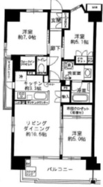 パークフロントテラス亀戸 7階 間取り図