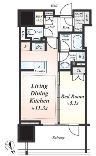 グランドヒルズ恵比寿 14階 間取り図