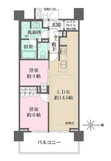 ザ・パークハウス武蔵新城フロント 2階 間取り図