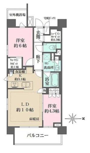 ザ・パークハウス武蔵新城フロント 6階 間取り図