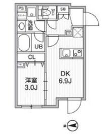 ALTERNA祐天寺 (オルタナ祐天寺) 406 間取り図