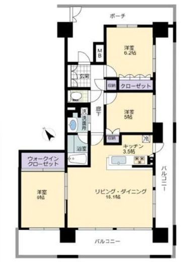 クレストシティレジデンス 8階 間取り図