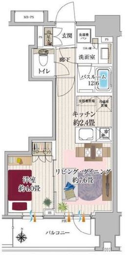 オープンレジデンシア清澄白河 7階 間取り図
