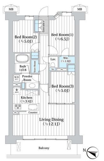 アビティグランデ砧 3階 間取り図