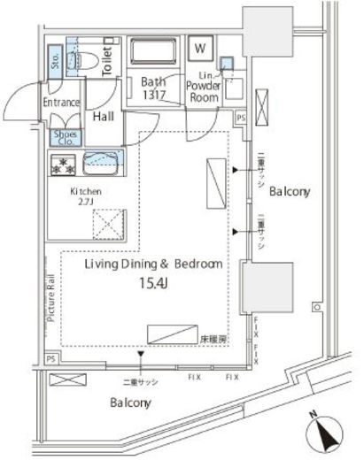 シティタワー新宿 3階 間取り図
