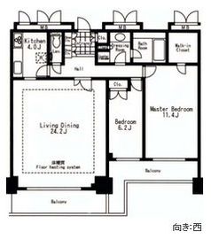 河田町ガーデンクラブフロア 32F1 間取り図