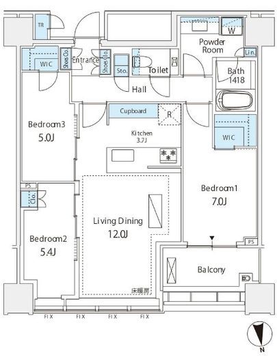 白金ザ・スカイ 21階 間取り図