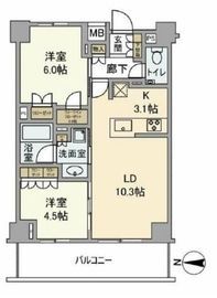 リビオ四谷 6階 間取り図