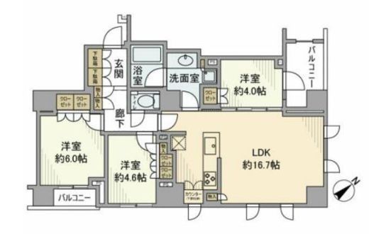 プラウド山王二丁目 4階 間取り図