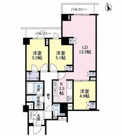 ブランズ六本木 2階 間取り図