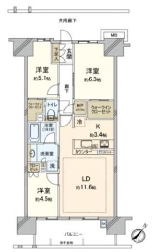 プレミスト東京王子 14階 間取り図
