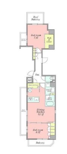 クレストコート新宿山吹町 702 間取り図