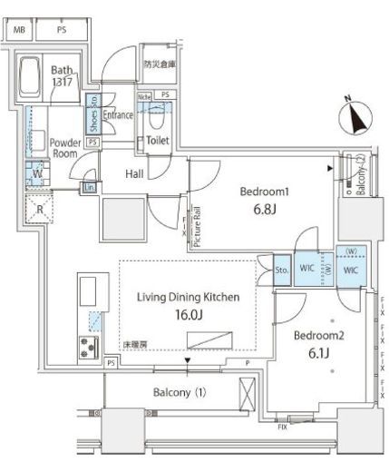 プラウド新虎通り 3階 間取り図
