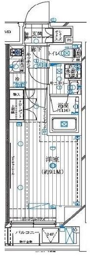 レガリス月島ベイサイドコート 406 間取り図
