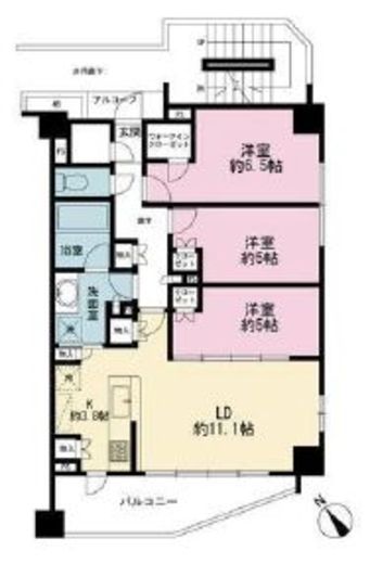 リビオ新宿ザ・レジデンス 2階 間取り図