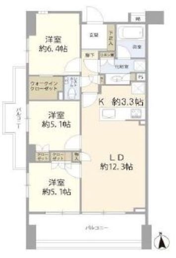 アールブラン大井町レジデンス 2階 間取り図