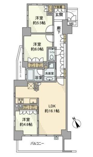 ジオ上野毛 1階 間取り図
